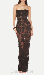 Flowering Girl Women jasmine strapless black maxi dress