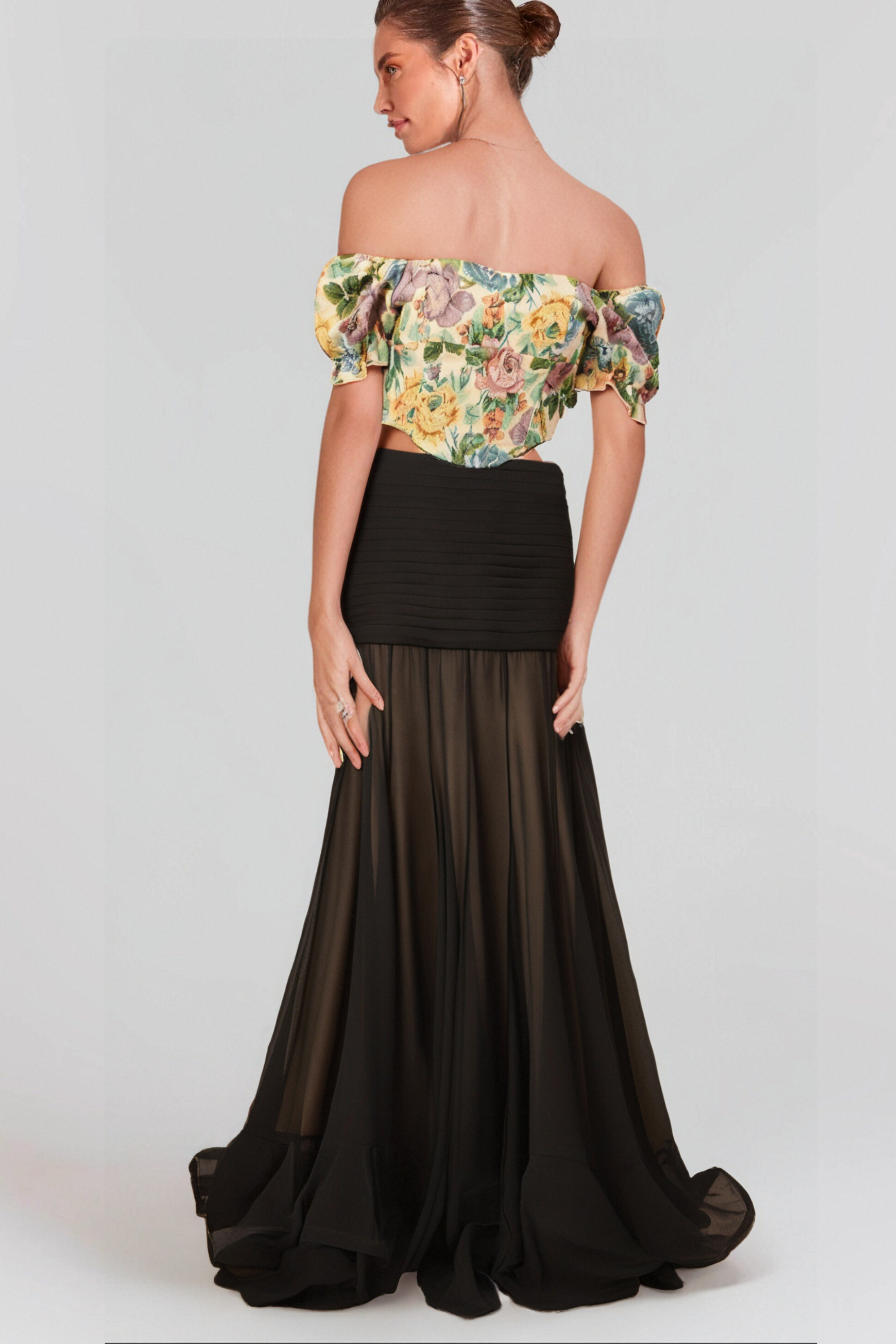 Flowering Girl Women Constance Floral-Print Jacquard Cropped Top