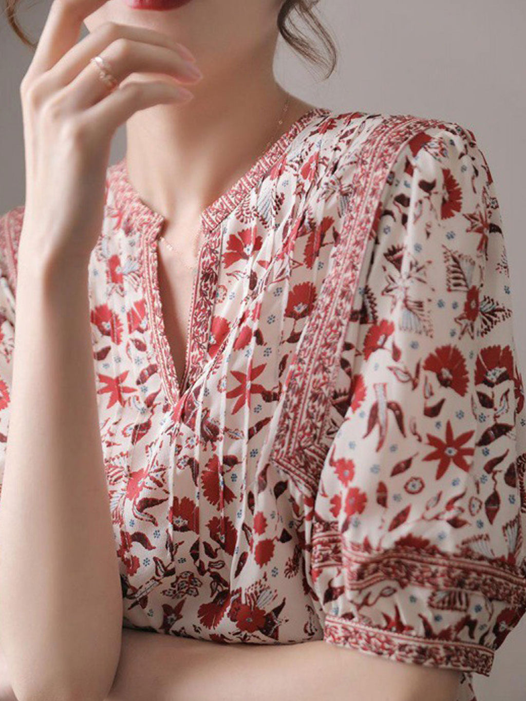 lesley Classic Puff Sleeve Printed Top