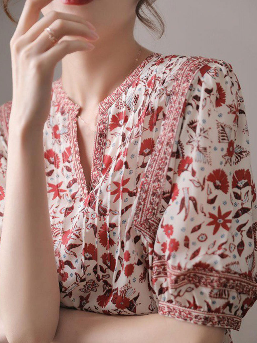 lesley Classic Puff Sleeve Printed Top