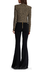 Flowering Girl Women Cropped lurex tweed jacket in gold