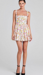 Flowering Girl Women FLORAL PRINTED COTTON MINI DRESS