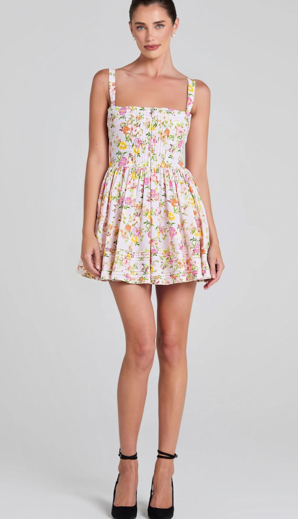 Flowering Girl Women FLORAL PRINTED COTTON MINI DRESS