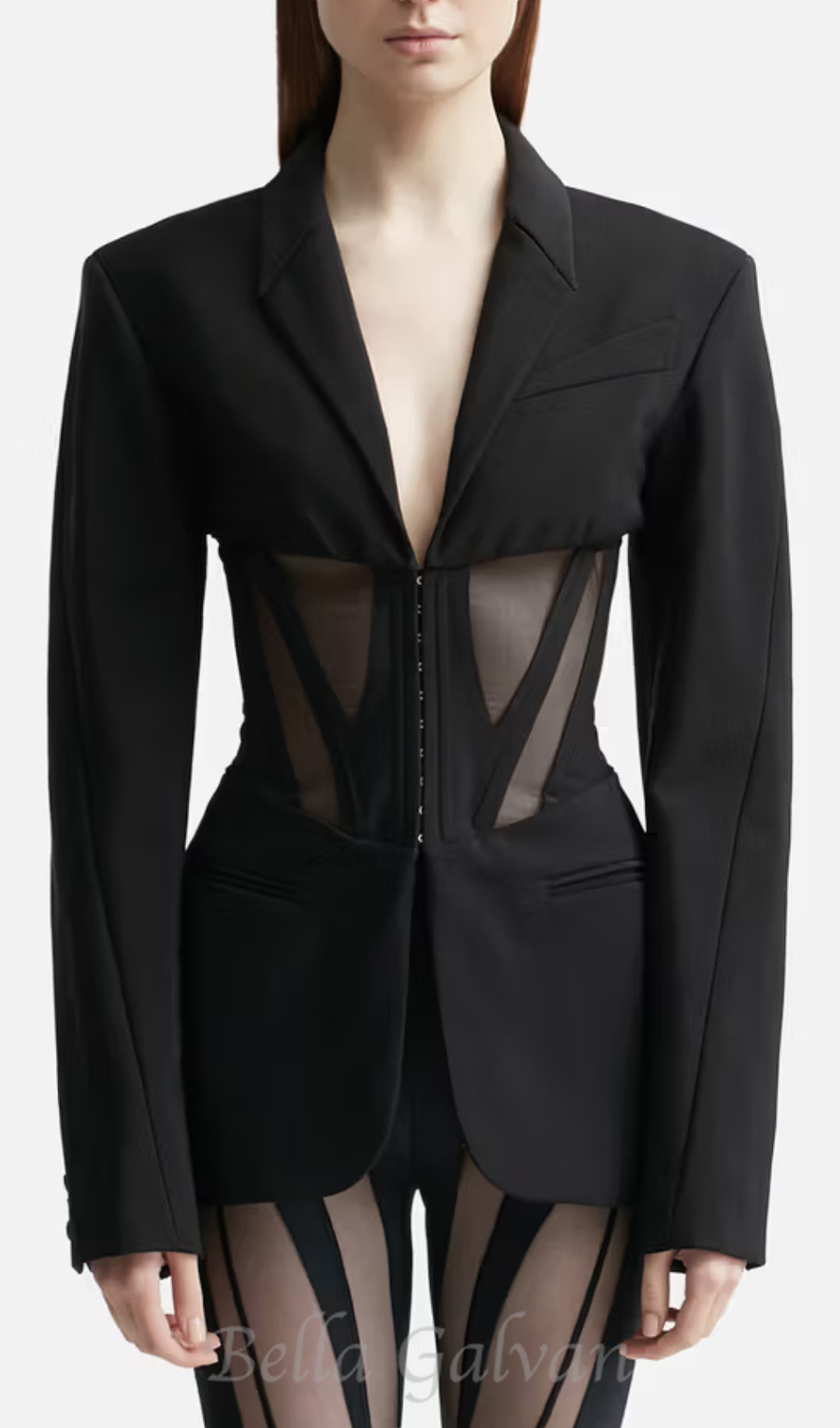 Flowering Girl Women v-neck Corset Jacket in black
