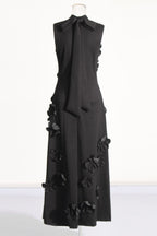 Flowering Girl Women Annona Black Flower Embellished Maxi Dress