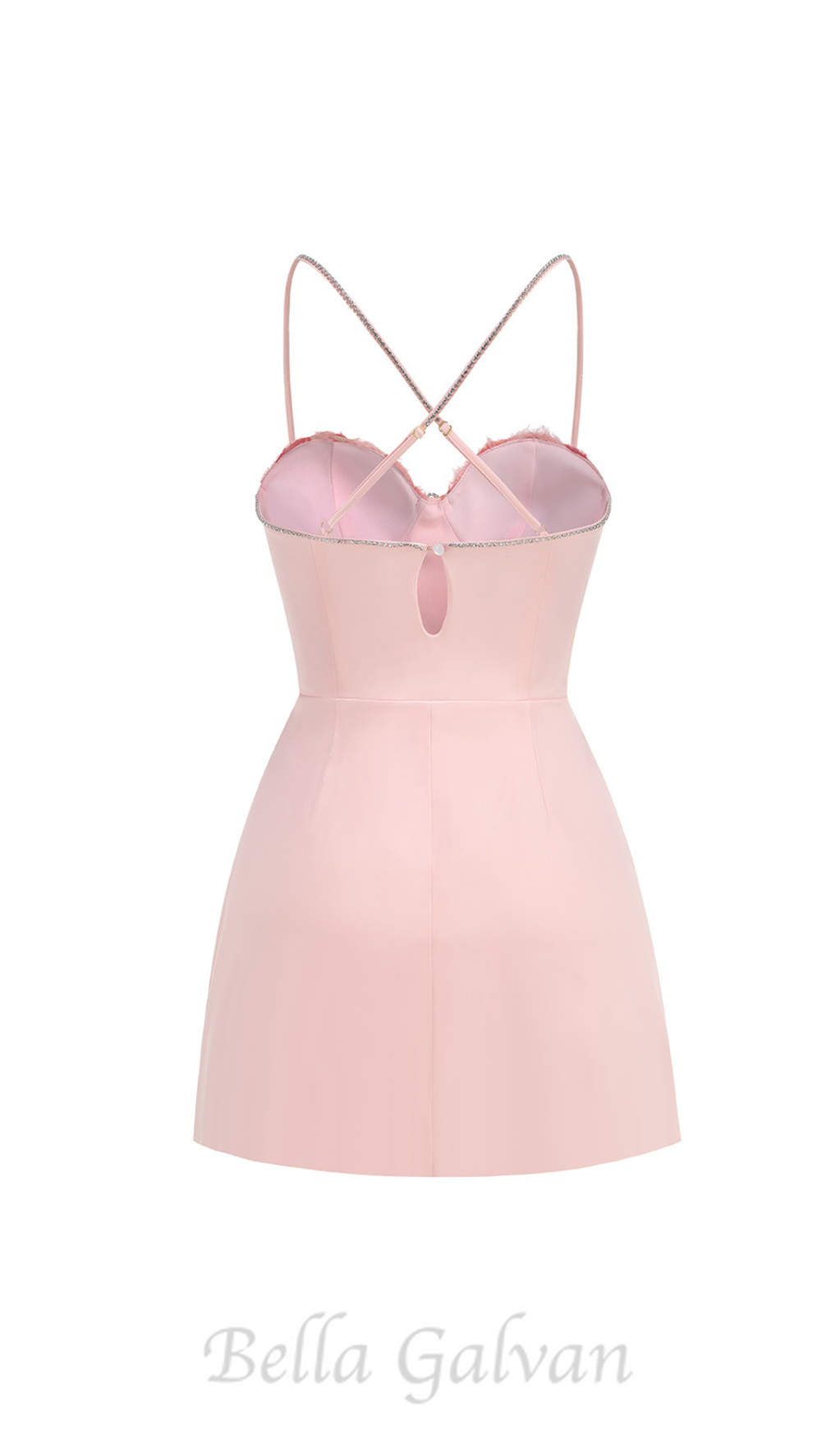 Flowering Girl Women Crystal embellished trims mini dress in pink