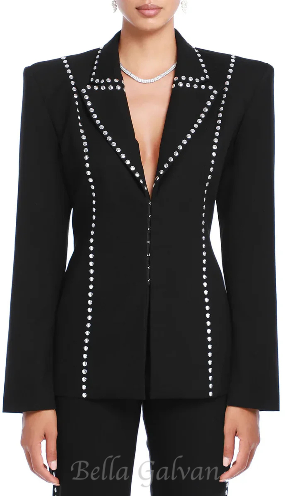 Flowering Girl Women DEBORAH BLACK SCARF-DETAILED WOOL CREPE BLAZER SET