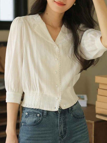 jocelyn Elegant Lapel Lace Shirt
