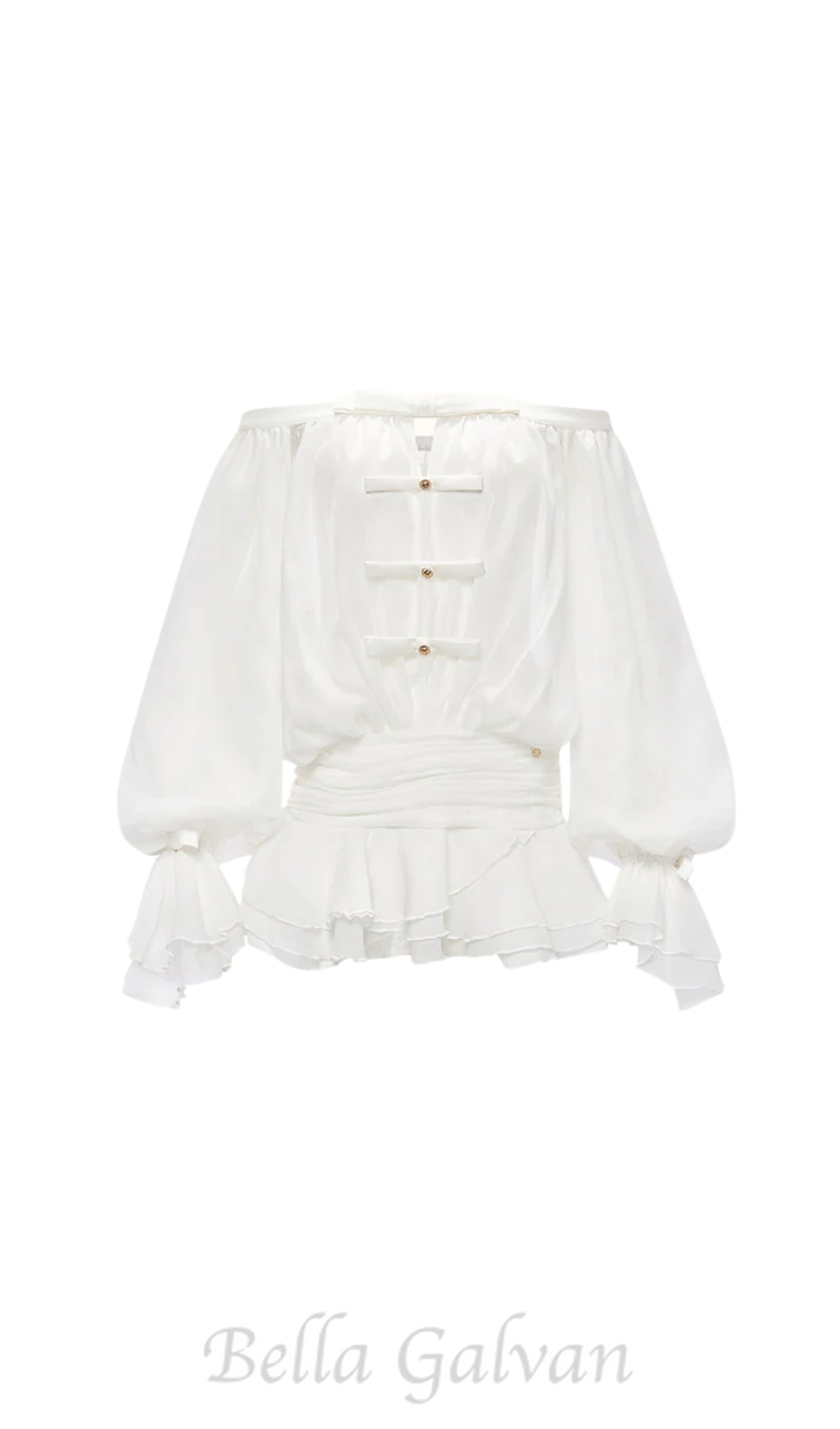 Flowering Girl Women puff sleeve strapless mini dress in pearl white