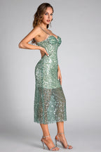Flowering Girl Women Primili Rhinestone Strap Sequin Midi Dress