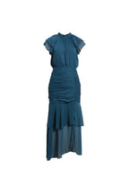 Flowering Girl Women Ruched Ruffle Chiffon Maxi Dress In Teal