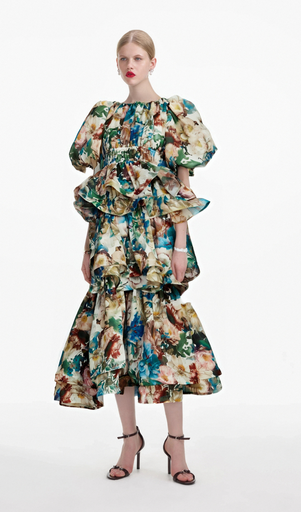 Flowering Girl Women Marianne floral-print tiered midi dress