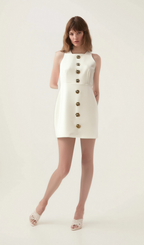 Flowering Girl Women Adrielle white flower-motif puff mini dress