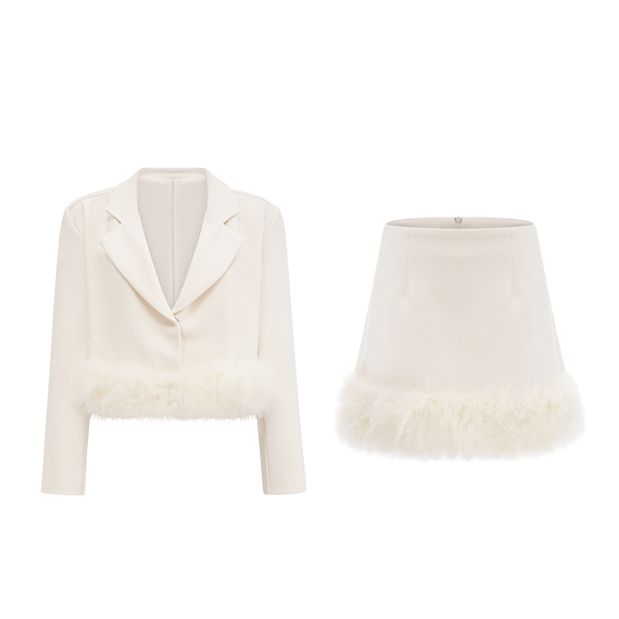 Flowering Girl Women Valérie Feather-Hem Blazer & Skirt Matching Set