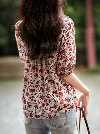 lesley Classic Puff Sleeve Printed Top