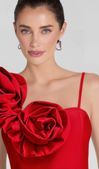 Flowering Girl Women HUGE FLOWERS BANDAGE MIDI DRESS