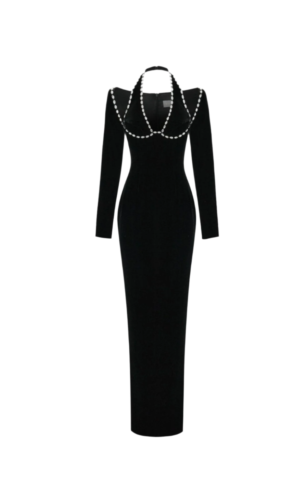 Flowering Girl Women Alison Black Crystal-Embellished Velvet Maxi Dress