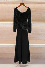 xaviera Black Chenille Knit Crystal Trim Midi Dress