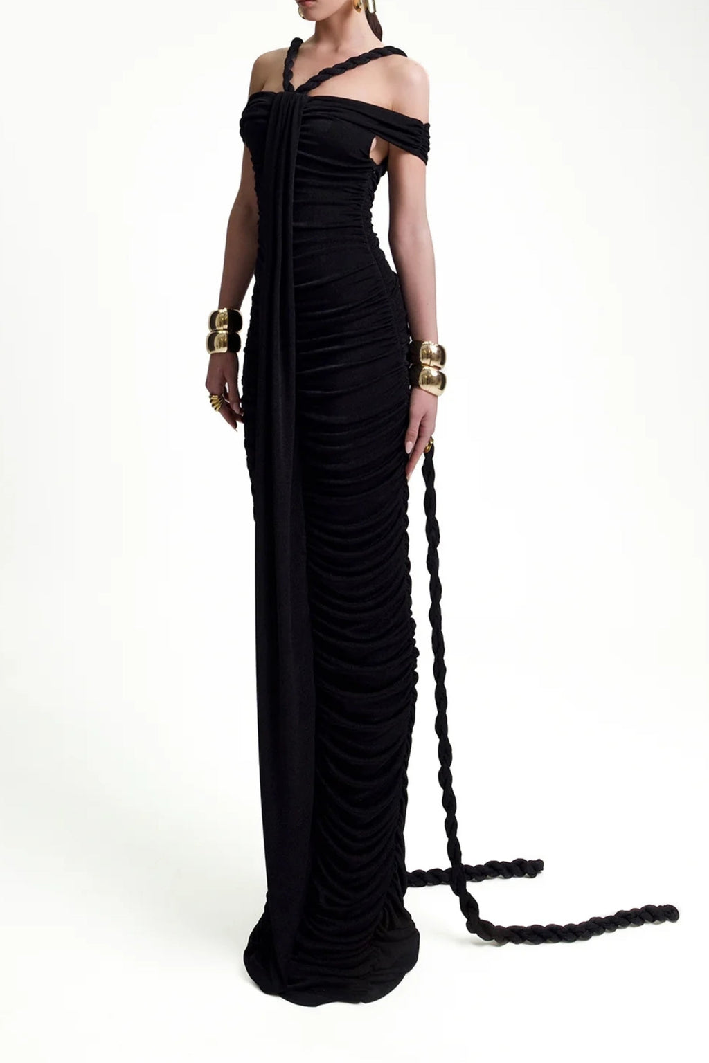 Flowering Girl Women Bandage Off Shoulder Maxi Dress In Black