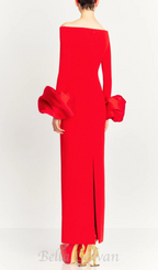 Flowering Girl Women Olindan Off Shoulder Maxi Dress in Red