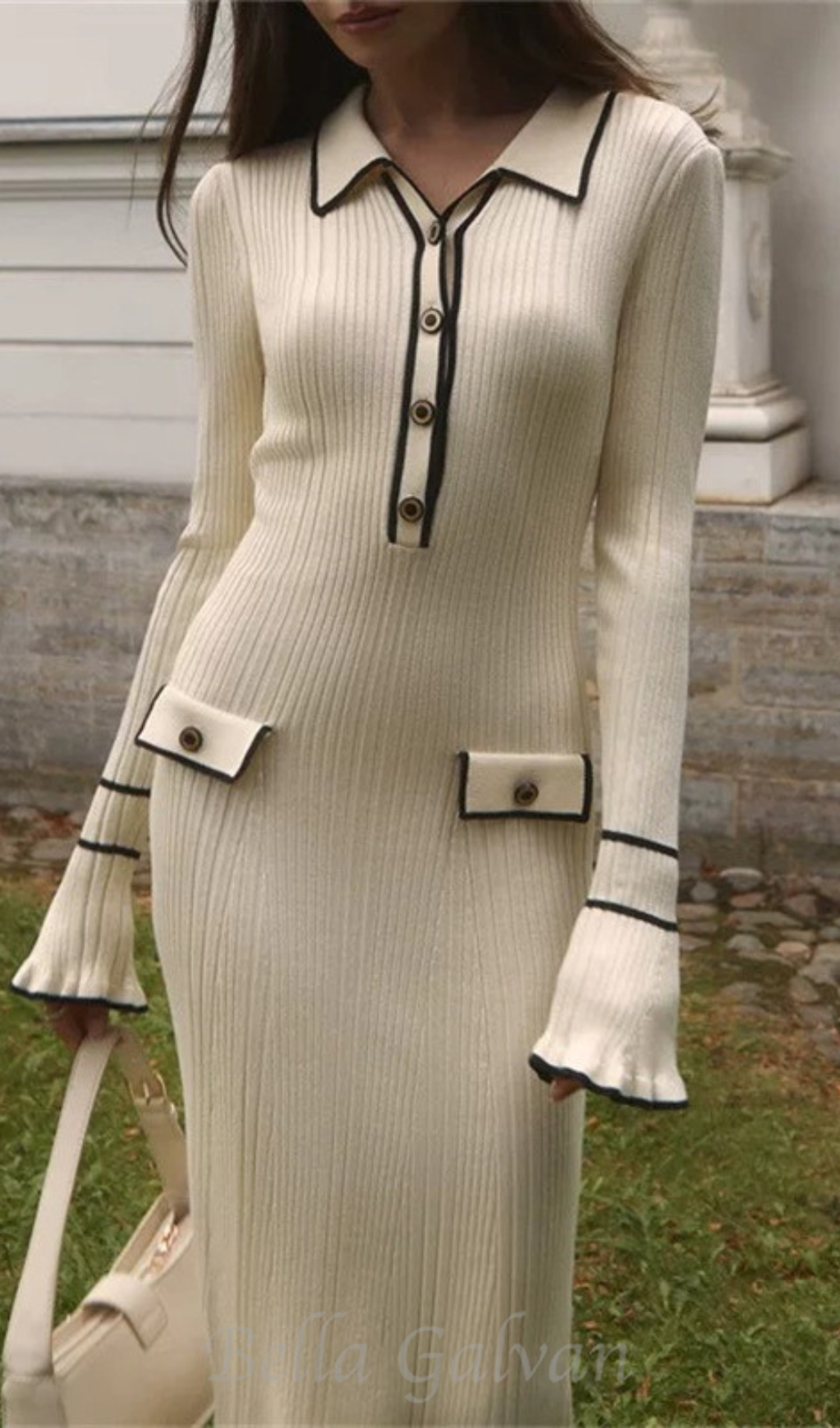 Flowering Girl Women beverly knit bodycon midi dress in white