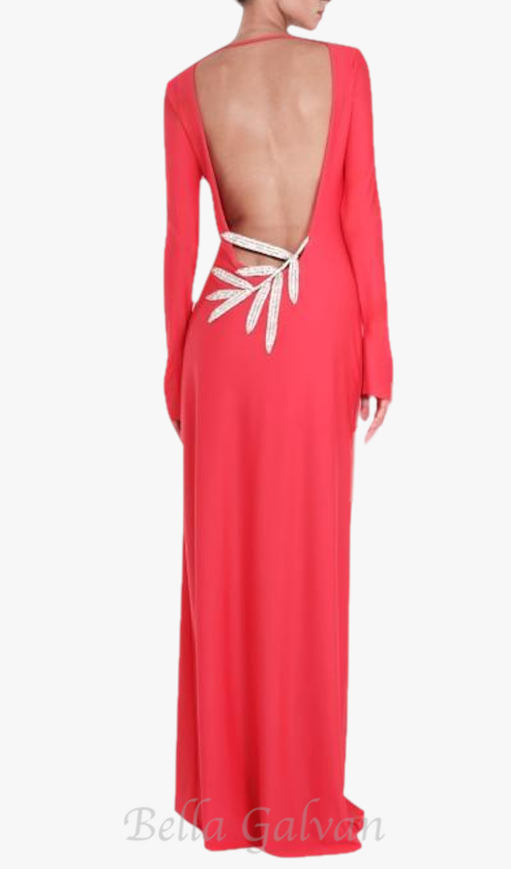 Flowering Girl Women Candice long sleeve backless maxi Dress in red