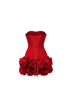 Flowering Girl Women Angela Red Flower-Trim Embellished Strapless Mini Dress
