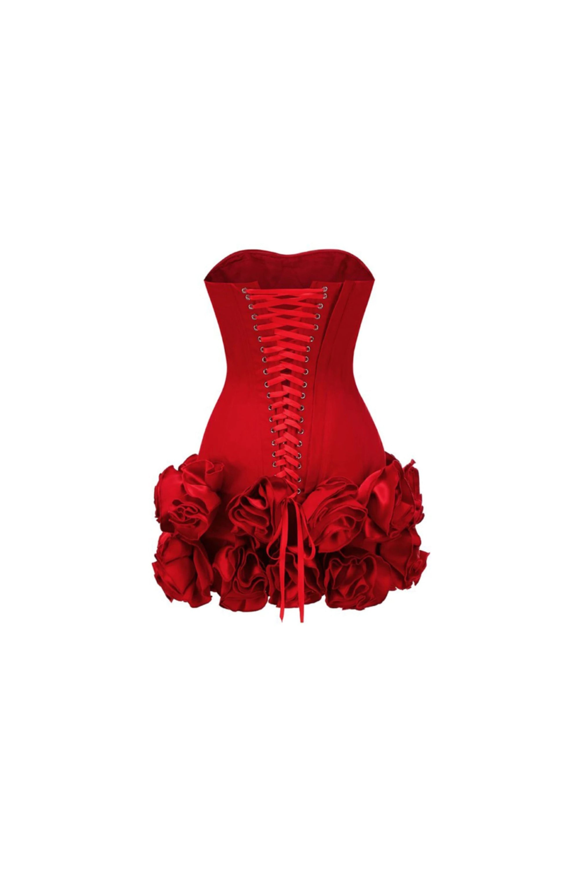 Flowering Girl Women Angela Red Flower-Trim Embellished Strapless Mini Dress