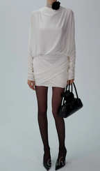 Flowering Girl Women Long-sleeve jersey mini dress in cream