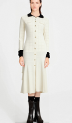 Flowering Girl Women Cécilie contrast-trim knitted shirt dress