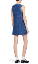 Flowering Girl Women Palmare Tweed mini Dress in blue