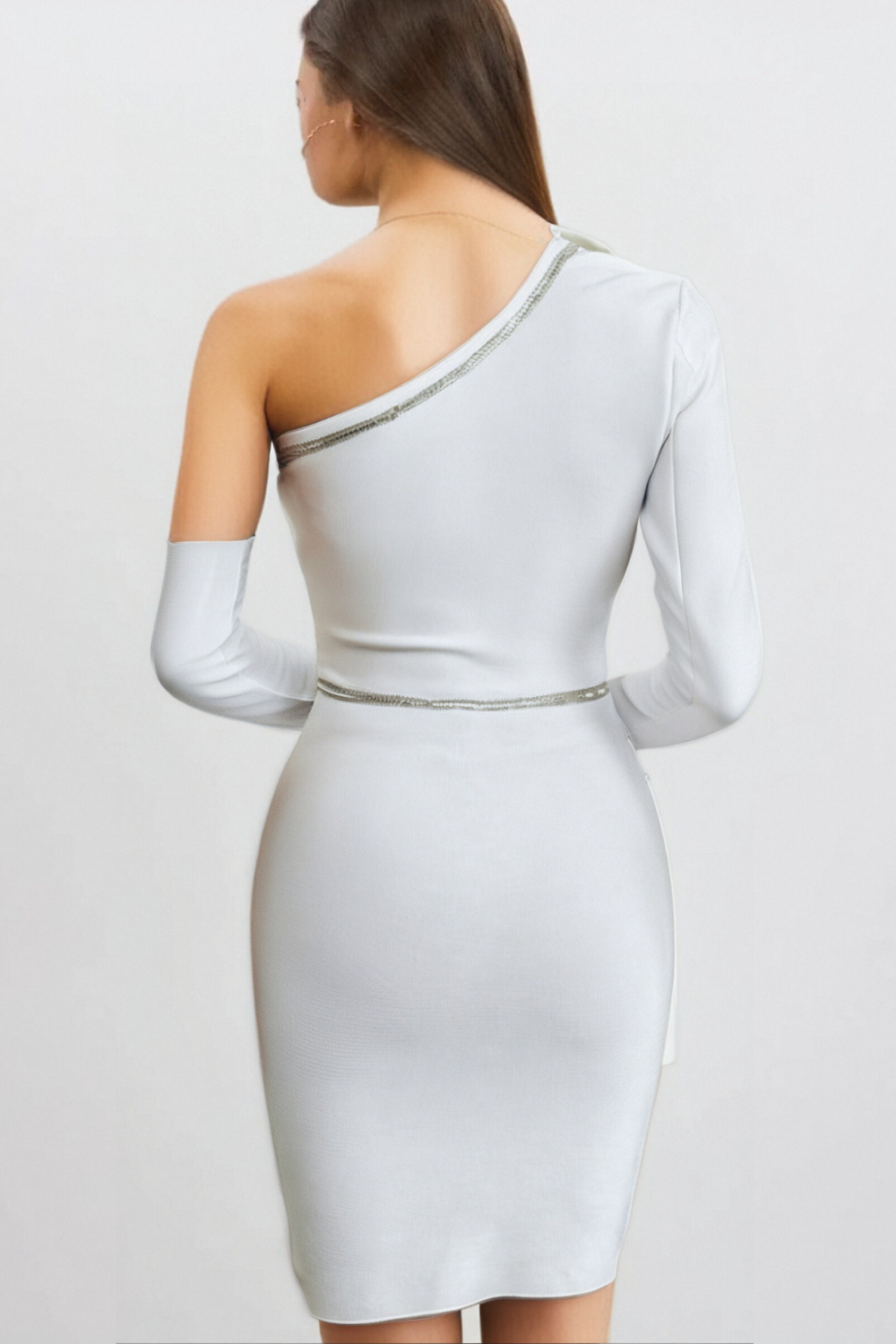 Flowering Girl Women Adorns Asymmetrical One Shoulder White Dress