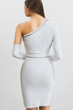 Flowering Girl Women Adorns Asymmetrical One Shoulder White Dress