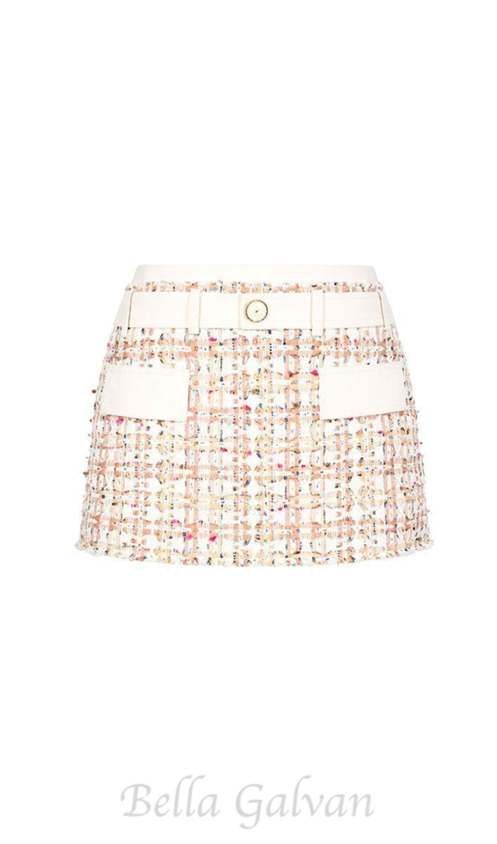 Flowering Girl Women Carlin patchwork Tweed mini skirt in pink