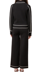 Flowering Girl Women amity seven-button black piped-trim jacket