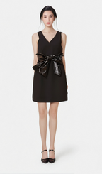 Flowering Girl Women Roxane V-neck sequin-bow mini dress in Black