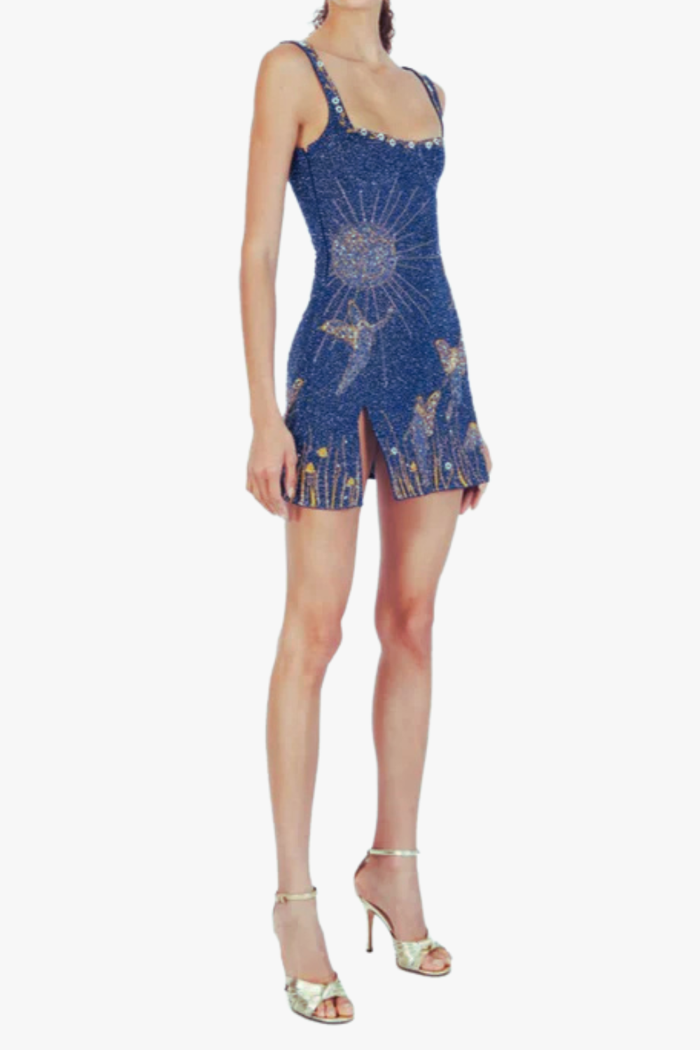 Flowering Girl Women Sylvia Rhinestone Embellished Sky Mini Dress in blue