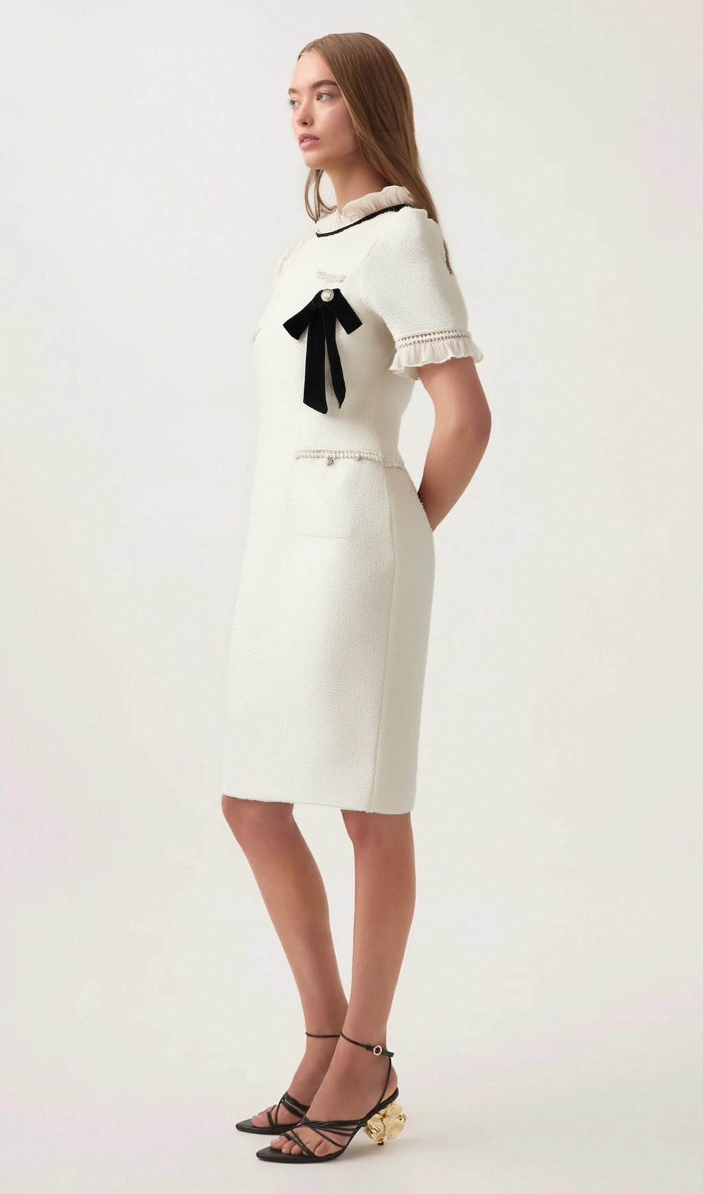 Flowering Girl Women Hélène faux-pearl frilled midi dress