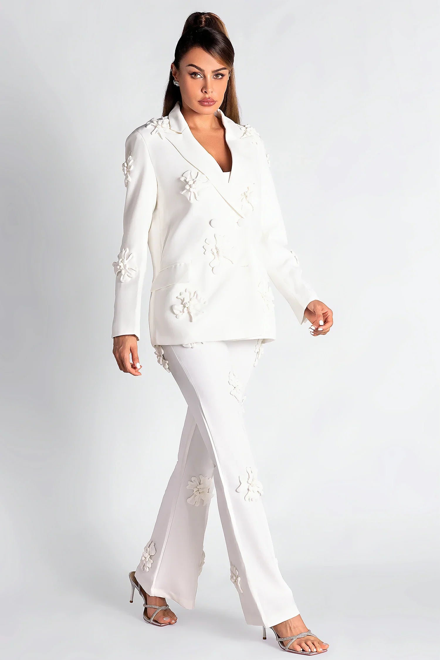 Flowering Girl Women Pibamen Floral Embroider Blazer Set