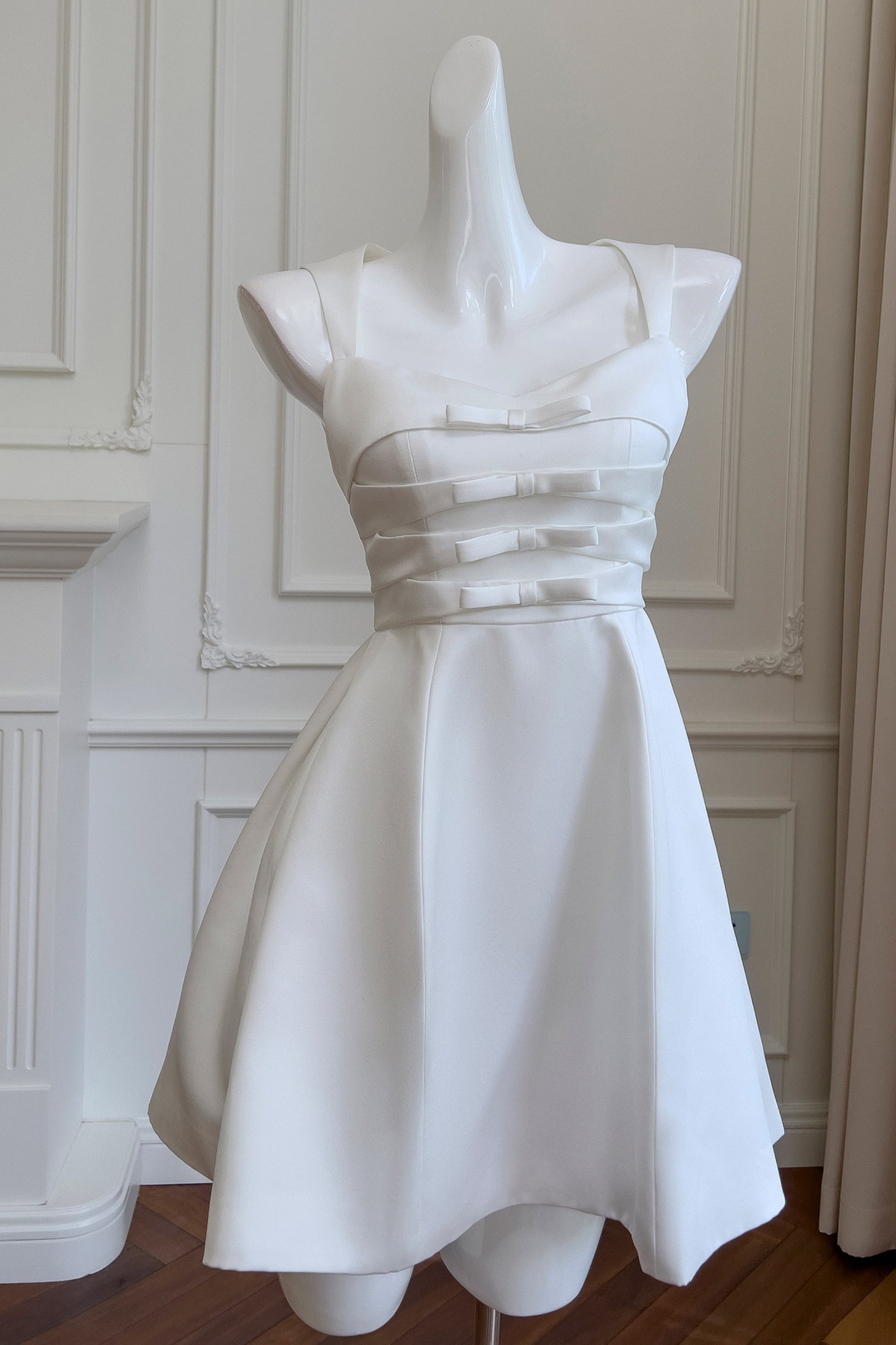 Flowering Girl Women Alyssa Bow Satin Mini Dress In White