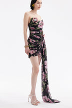 Flowering Girl Women Floral Drape Mini Dress
