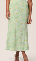Flowering Girl Women puff sleeve floral square neckline midi dress in green