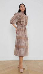 Flowering Girl Women Inès lace cut-out tiered midi dress