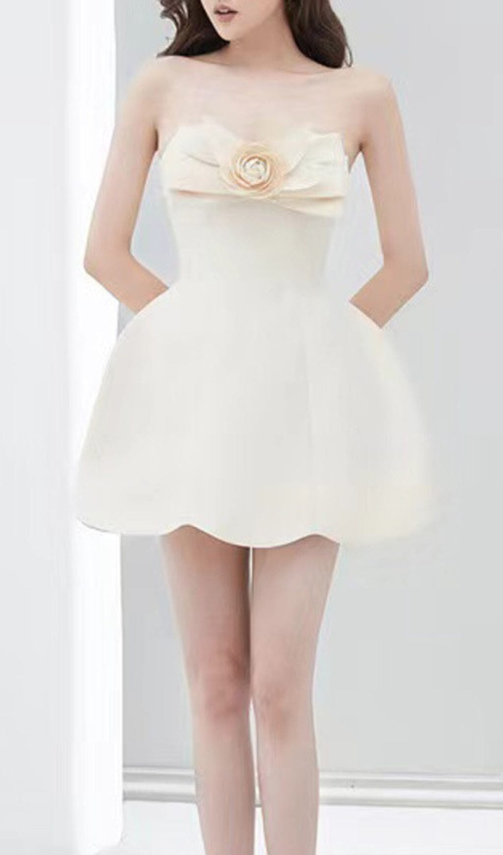 Flowering Girl Women BOW DECORATIVE BANDEAU DRESS SET IN CHAMPAGNE