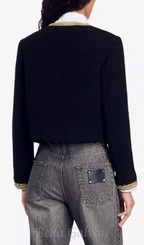 Flowering Girl Women trim wool and cotton-blend jacket in noir