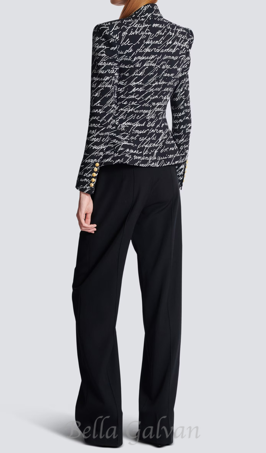 Flowering Girl Women Alphabet pattern black jacket with single button