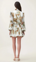 Flowering Girl Women Delphine faux-pearl embellished mini dress in Neutrals