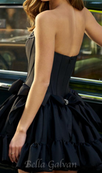 Flowering Girl Women Diamond bow mini dress in black
