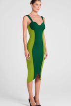 Flowering Girl Women GREEN BANDAGE SLIP MIDI DRESS