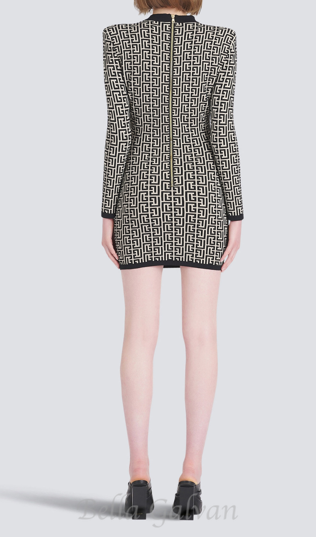 Flowering Girl Women Short bicolor jacquard mini dress with monogram